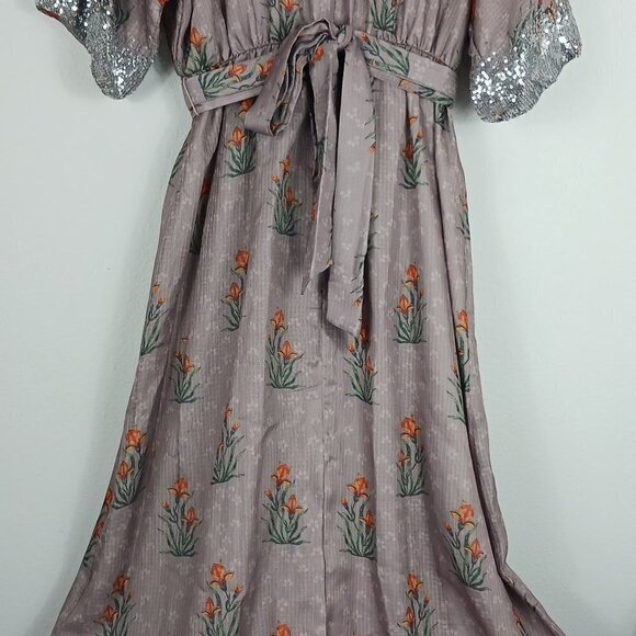 Anthropologie Sachin & Babi Isolde Sequined Maxi Dress Floral size 4 NEW - Picture 11 of 13